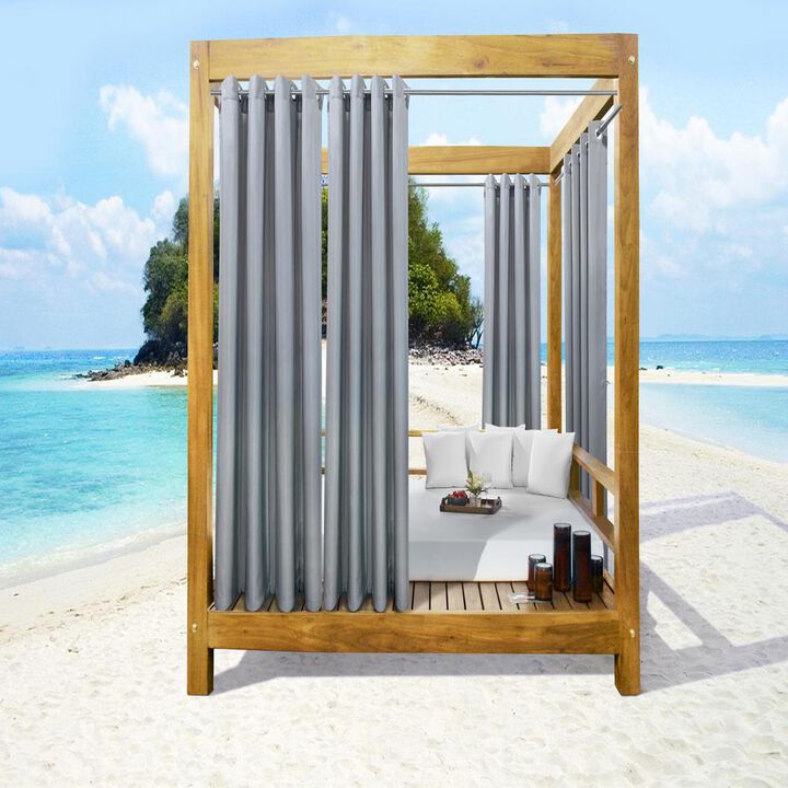 Commonwealth Seascapes Light Filtering Provide Privacy and Shade Grommet Outdoor Panel Pair Each 50" x 96" Alloy