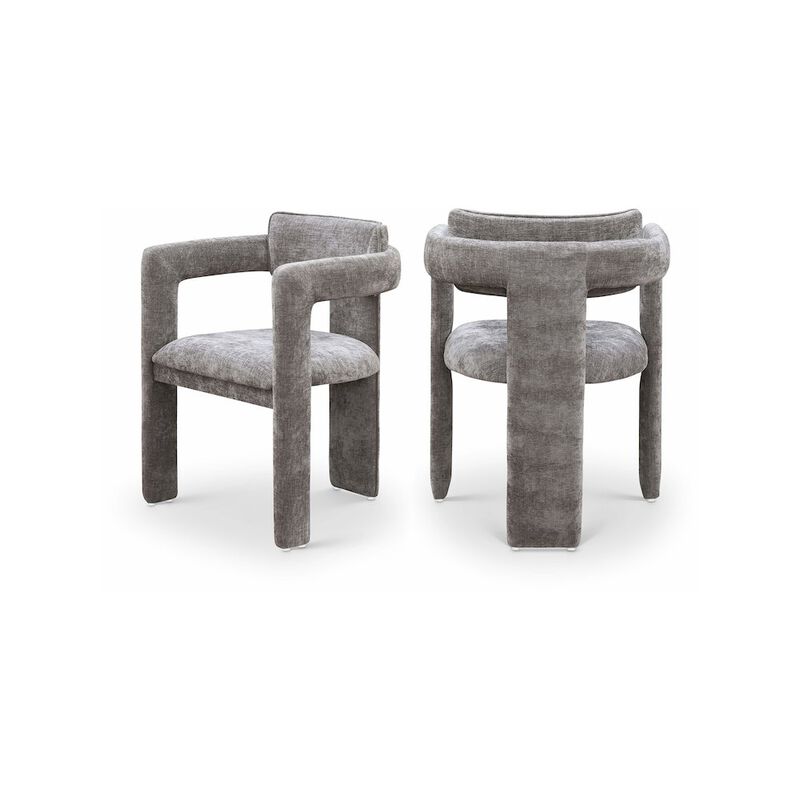 Meridian Furniture Brenda Grey Chenille Fabric Dining Chair, Set of 2