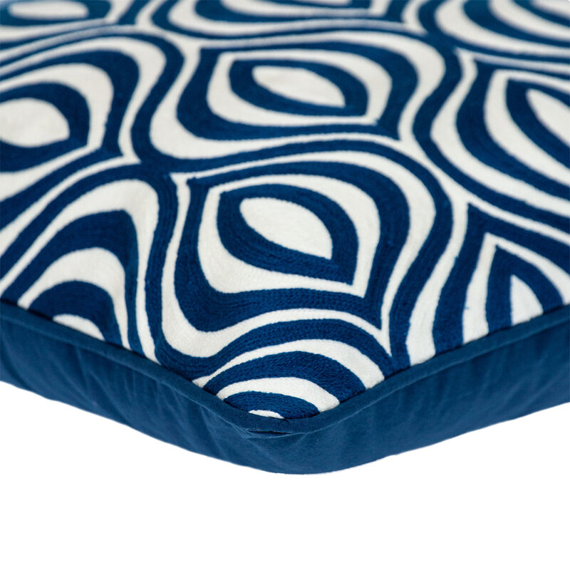 HomeRoots 20" X 20" Blue Geometric Cotton Zippered Pillow image number 3