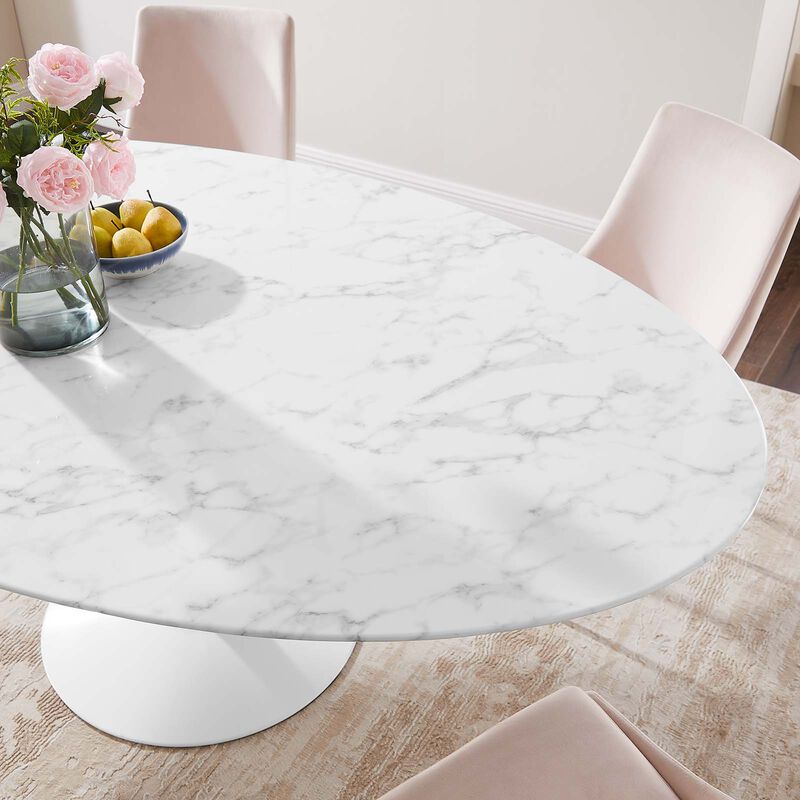 Modway - Lippa 78" Oval Artificial Marble Dining Table White