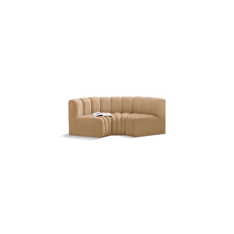 Meridian Furniture Arc Camel Velvet Modular Sofa