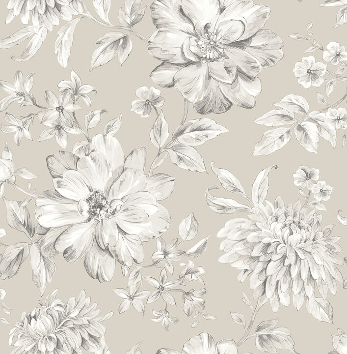 Gabriela Champagne Floral Wallpaper