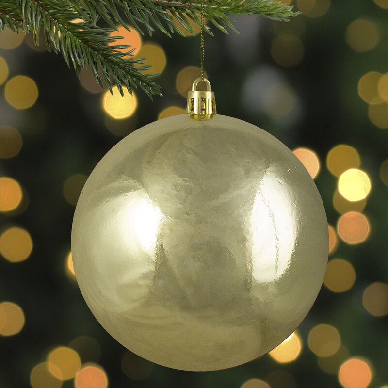 Shiny Champagne Gold Shatterproof Christmas Ball Ornament 4" (100mm) image number 2