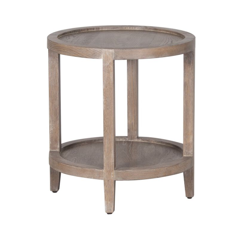 Porter Designs Lowell Solid White Oak Wood End Table, Brown