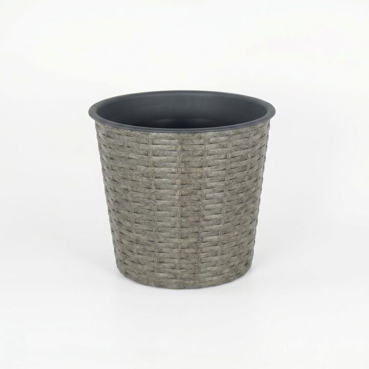 10.2" Self-watering Wicker Decor Round Planter for Indoor and Outdoor