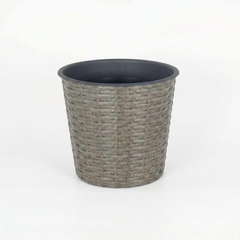 10.2" Self-watering Wicker Decor Round Planter for Indoor and Outdoor image number 0