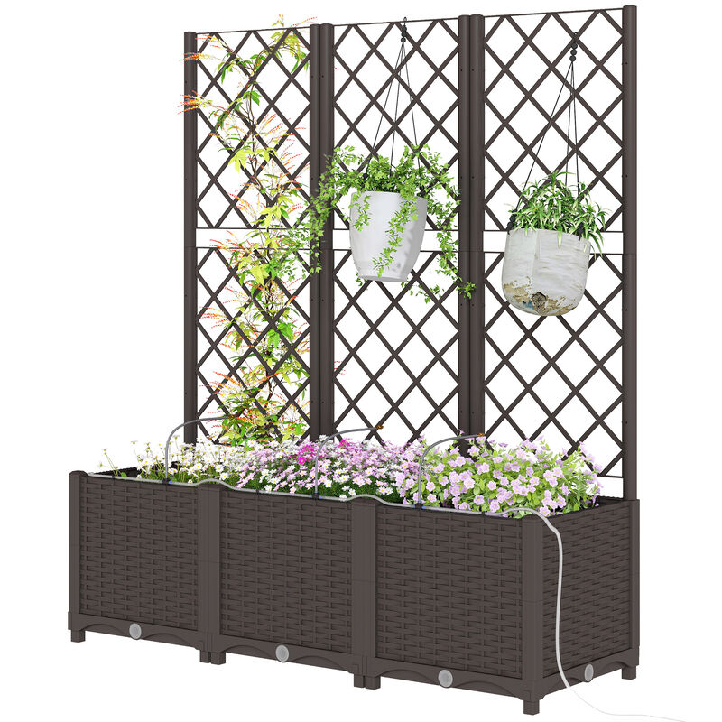 Hivvago 3PCS Self-Watering Raised Planters with Trellis and Timer image number 0