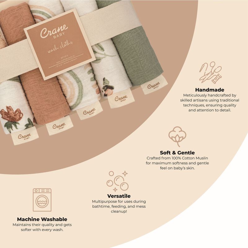 Parker 5-pc. Cotton Baby Washcloth Set (Pink Floral) image number 1