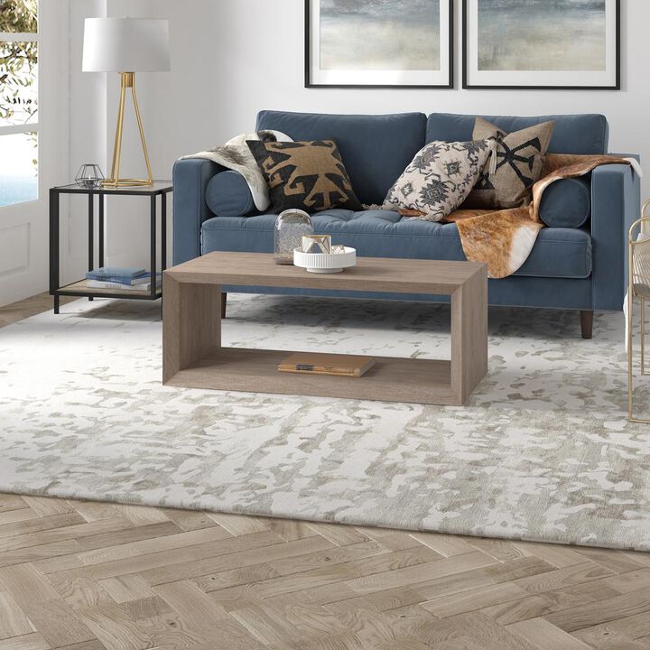 Hudson&Canal Osmond 48 Wide Rectangular Coffee Table in Antiqued Gray Oak