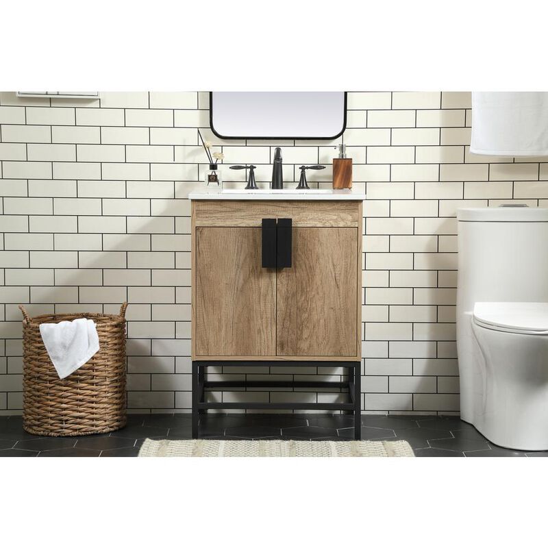 Elegant Kitchen and Bath 24 inch Single bathroom vanity in natural oak