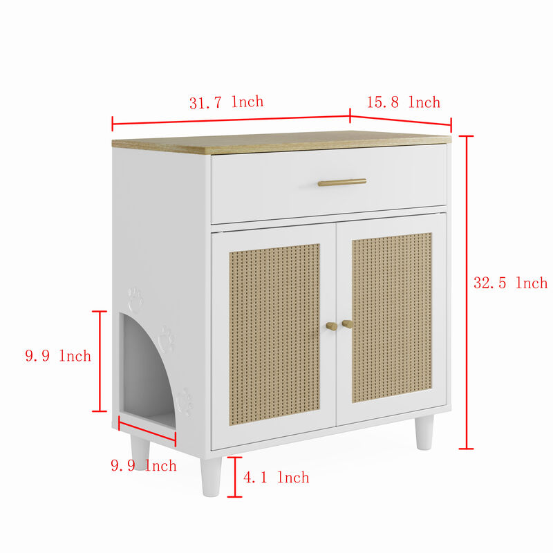 TATEUS Discreet Cat Litter Enclosure with Scratching Pad, Storage Cabinet Pet House for Office Living Room image number 5