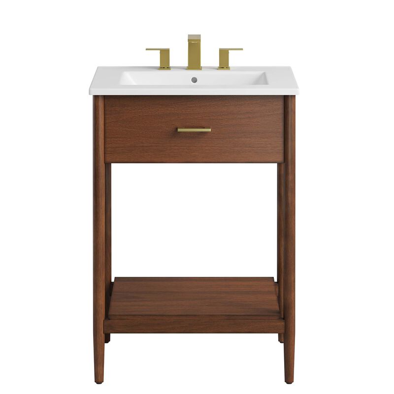 Modway EEI-6660-WAL-WHI Zaire 24" Bathroom Vanity, Walnut White image number 7