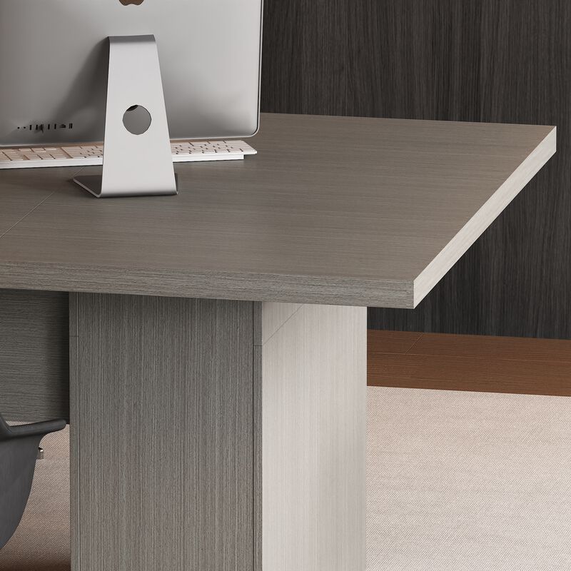 Conference Table, 118.1 L x 47.2 W x 29.5 H Inches Large Meeting Table Podcast Table for 10 People, Wooden Seminar Training Table for Office Business