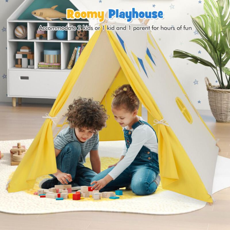 Hivvago Kids Play Tent with Solid Wood Frame Holiday Birthday Gift & Toy for Boys & Girls