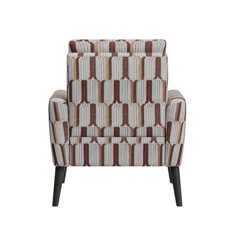 HL Home Furnishings Mid-Century Modern Armchair in Tan, Cream and Red Stripe