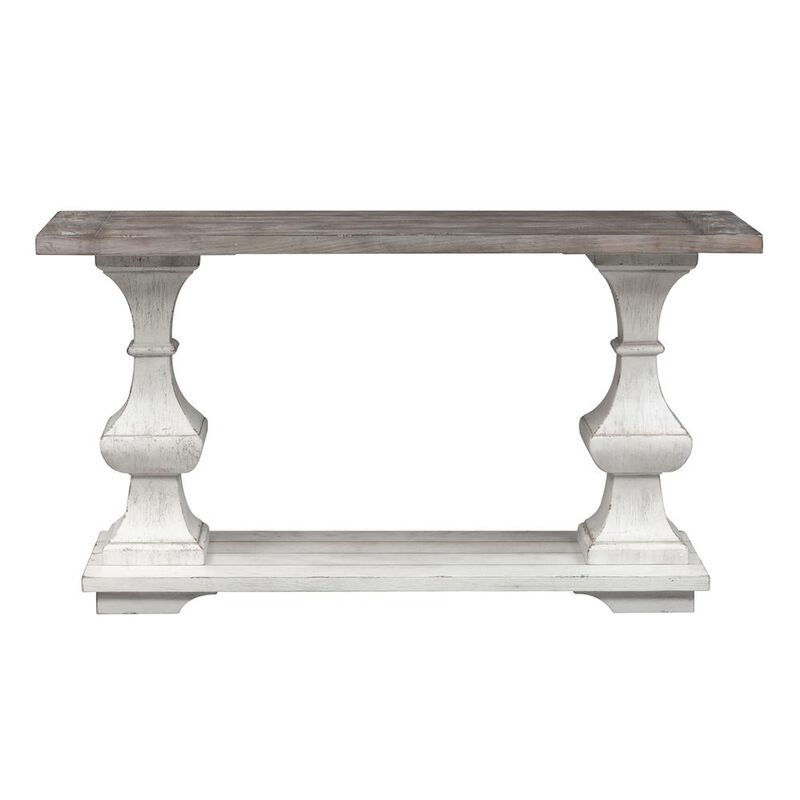 Liberty Furniture Sedona Sofa Table in Heavy Distressed White w/ Gravel Top image number 2