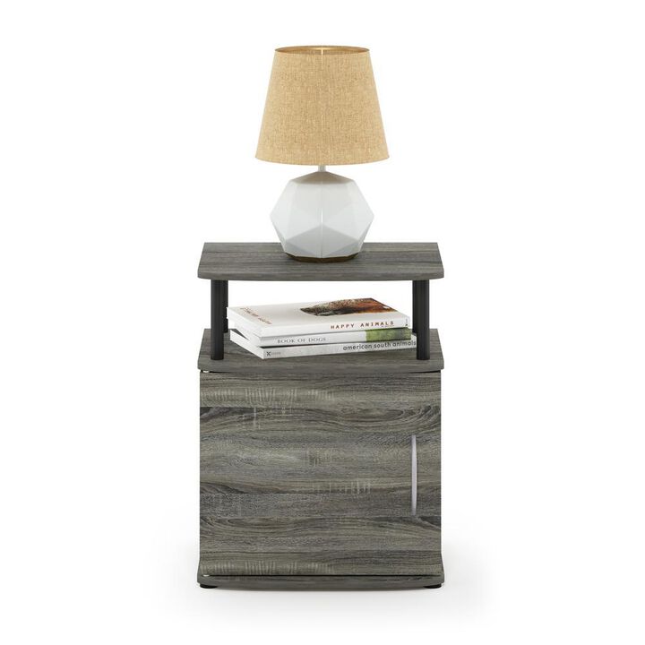 Furinno JAYA Utility Design End Table, French Oak Grey/Black