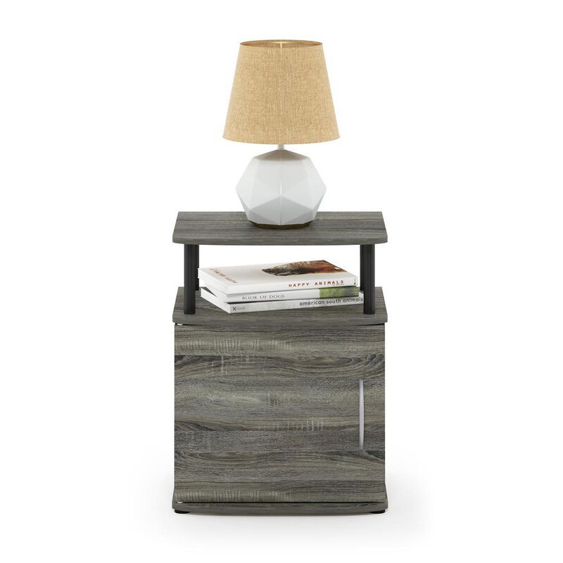 Furinno JAYA Utility Design End Table, French Oak Grey/Black