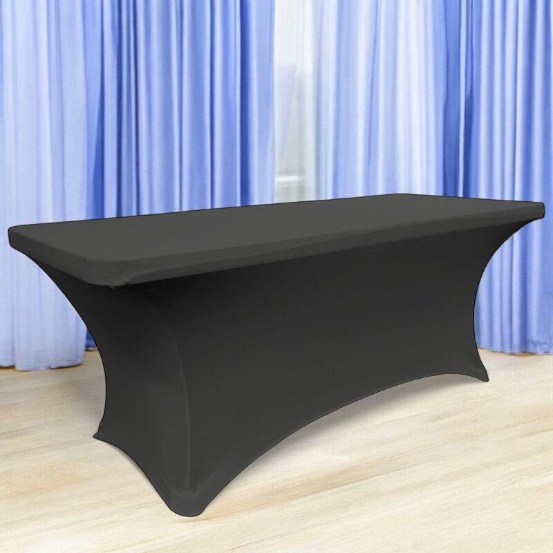 Wrinkle Resistant Rectangular Spandex Tablecloth for Banquet and Display Tables image number 1