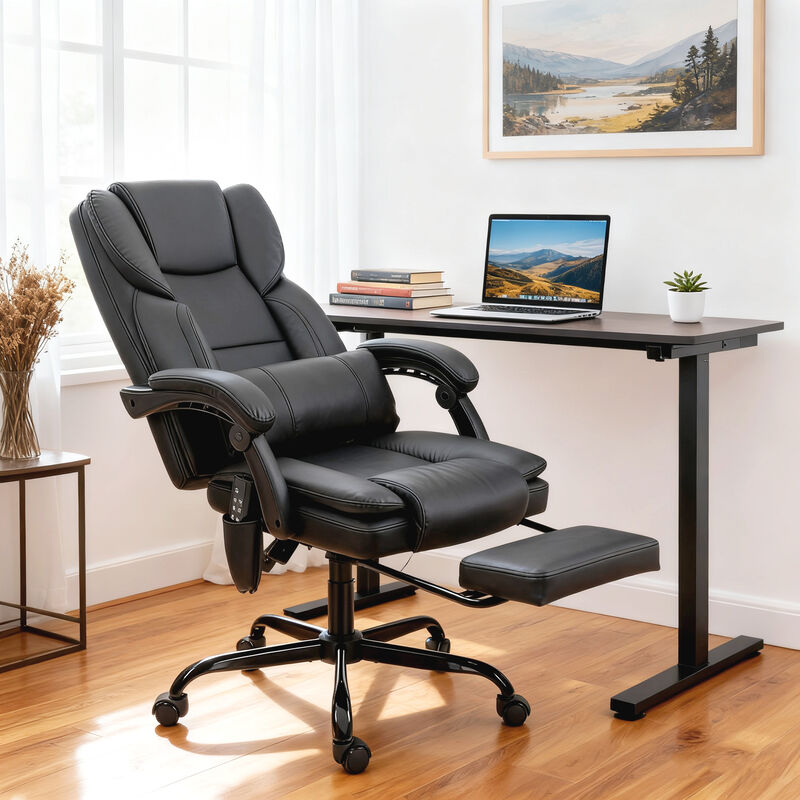 Hivvago Reclining Office Chair with Footrest and Massage Function image number 1