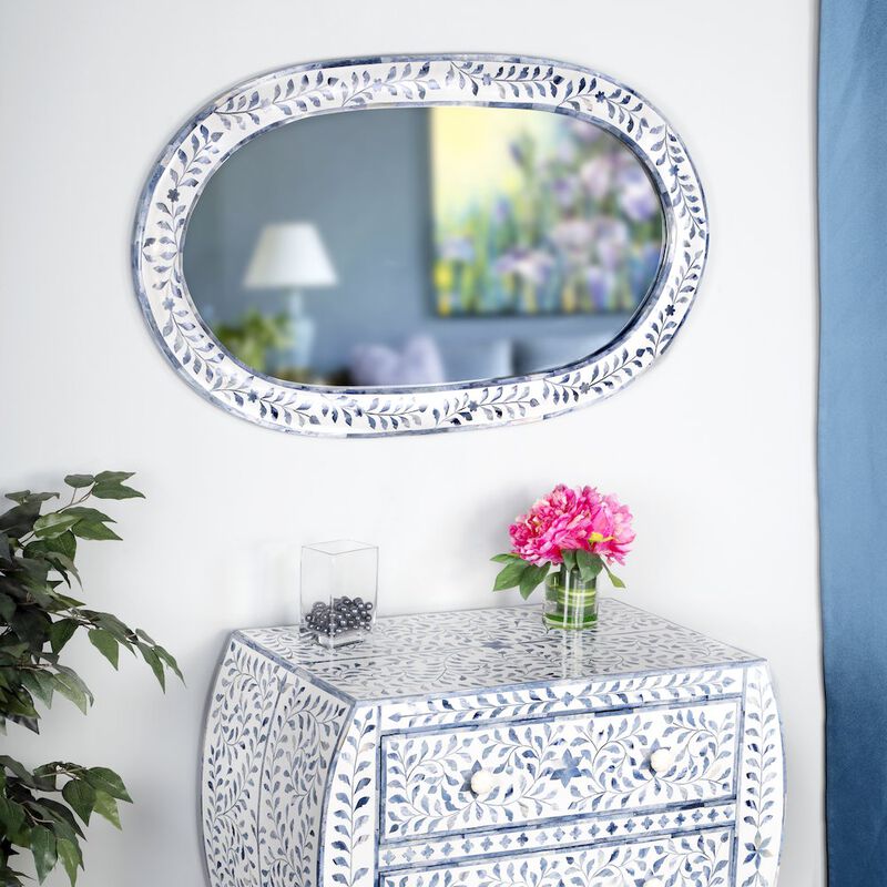 Butler Specialty Trubadur Bone Inlay Wall Mirrored, White and Blue image number 5