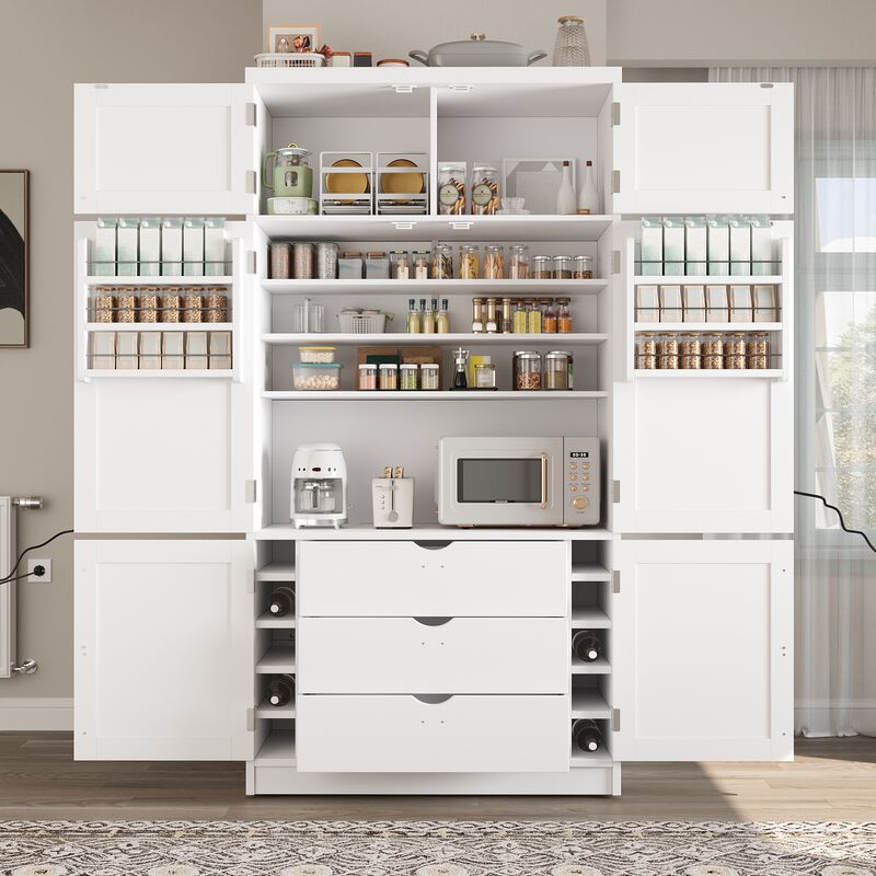 Merax Extra-Large Kitchen Pantry - 6-Door Storage with Built-In Power Outlets & Wine Racks image number 1