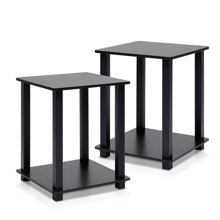Simplistic End Table, Set of Two, Espresso/Black