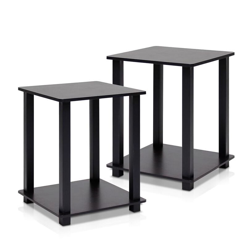 Simplistic End Table, Set of Two, Espresso/Black