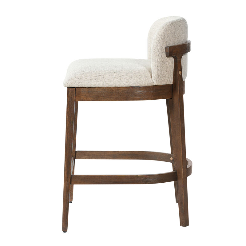 Christopher Knight Home Truda Farmhouse Rubberwood Upholstered Counter Stools with Curved Backrest (Set of 4) image number 4