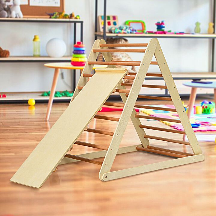 Foldable Wooden Climbing Triangle Indoor with Ladder for Toddler Baby