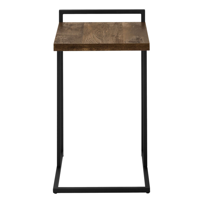 Monarch Specialties I 3630 Accent Table, C-shaped, End, Side, Snack, Living Room, Bedroom, Metal, Laminate, Brown, Black, Contemporary, Modern