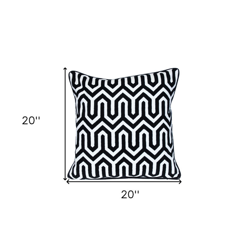 HomeRoots 20" Black Geometric Cotton Throw Pillow image number 6