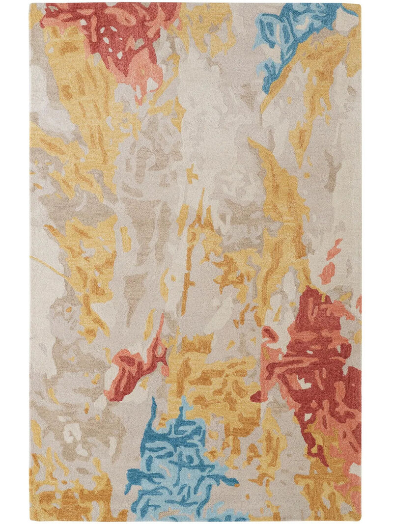Everley 8646F Ivory/Yellow/Blue 5' x 8' Rug image number 1