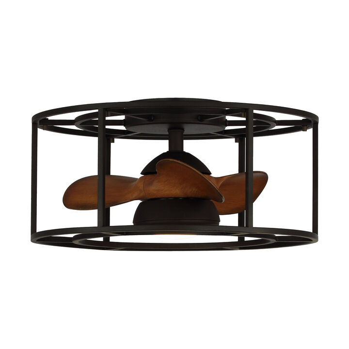 20 in. Sand Black Caged Propeller Ceiling Fan with Light and Remote