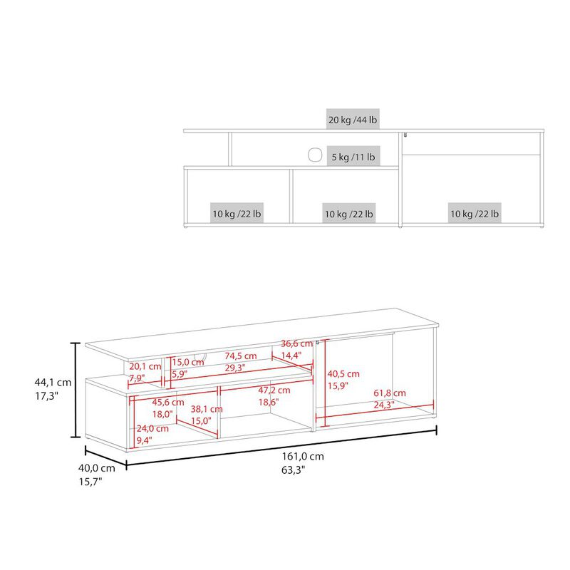 Virgil Tv Stand 60" TV Capacity, Natural Oak / White