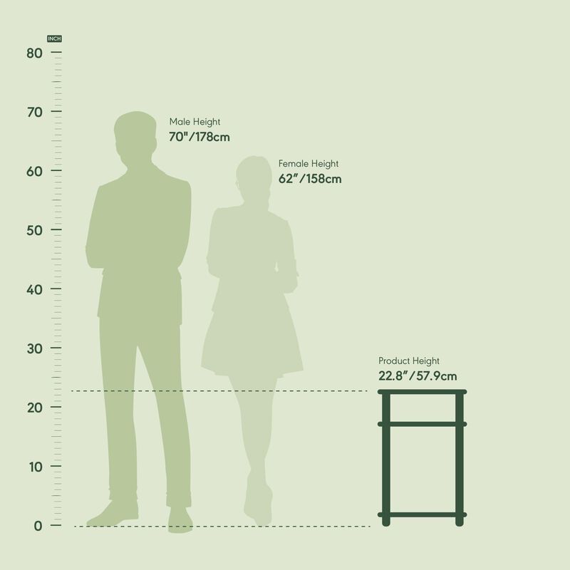 FurinnoFurinno Just 3-Tier Turn-N-Tube End Table / Side Table / Night Stand / Bedside Table with Plastic Poles, 2-Pack, White/White
