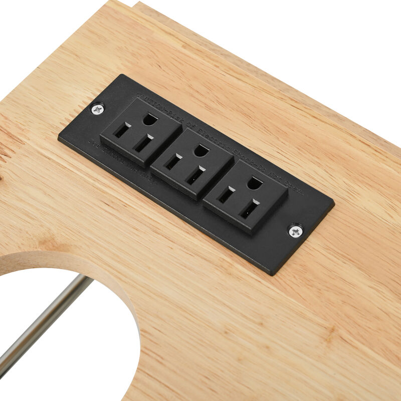 Merax Kitchen Island with Power Outlet,Kitchen Storage Island with Drop Leaf and Rubber Wood