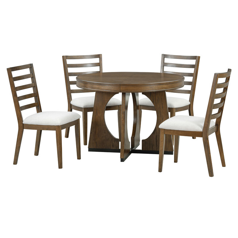Merax Retro Rustic Functional 5 Pieces Dining Set image number 0