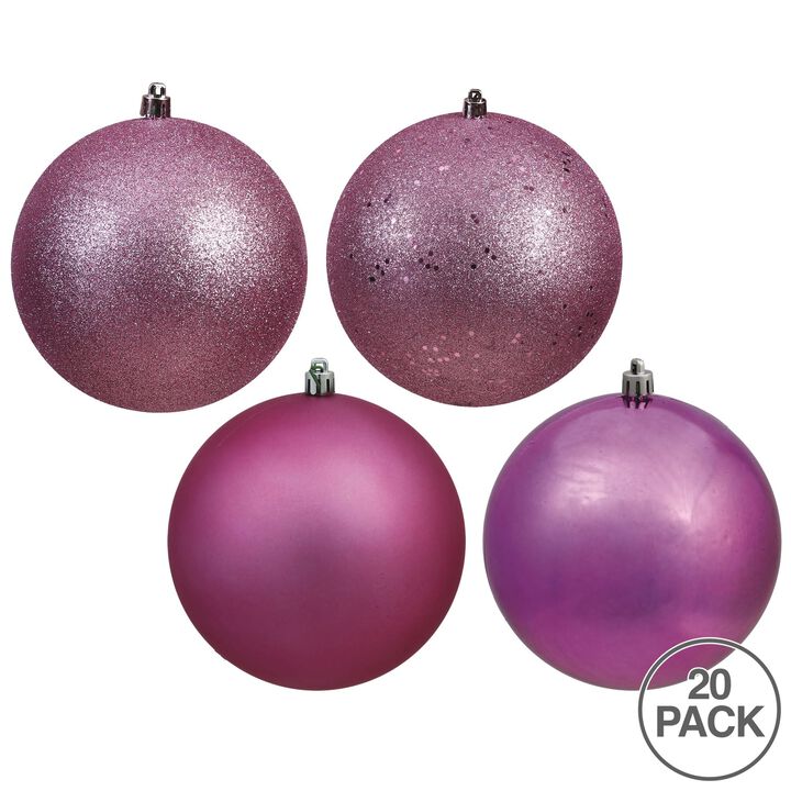 Vickerman 2.75" Mauve 4-Finish Ball Ornament Assortment, 20 per Box