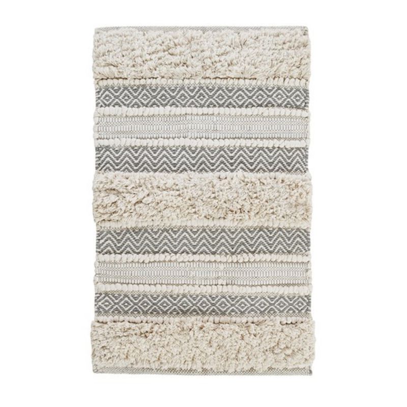 20x32 inch Gray Woven Texture Stripe Bath Rug Gray
