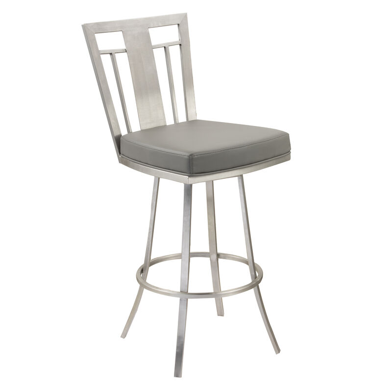 Cleo  Modern Swivel Barstool In Gray and Stainless Steel image number 0