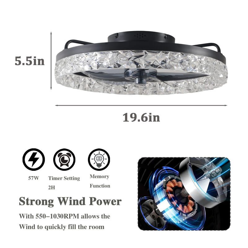 ELEMENT ACE Quiet Reversible Ceiling Fan with Integrated Dimmable LED Light, Remote & Smart App Control, Adjustable Speed for Bedroom Kitchen Home Office Use image number 2