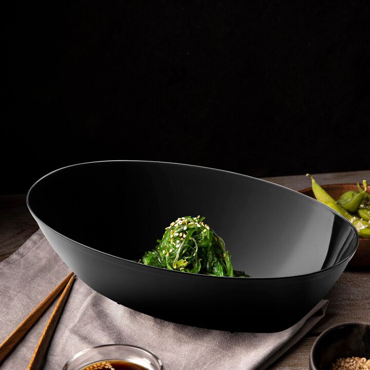 2 qt. Black Oval Plastic Serving Bowls (24 Bowls)