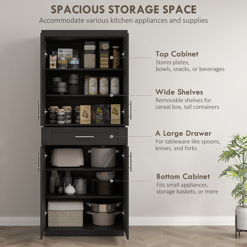 Hivvago Kitchen Cupboard Cabinet with Doors, Drawer & Shelves image number 3