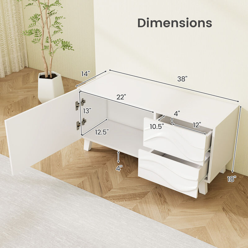 Modern Mid-Century TV Stand with Drawers, Stylish Media Console for Living Room