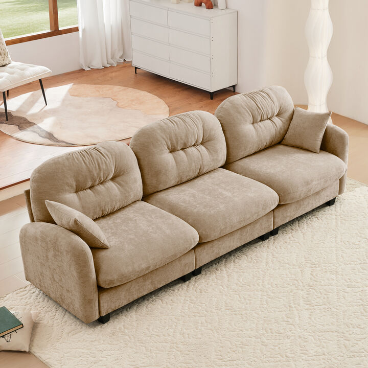 Merax Three-Seate Modular Sectional Couch,Soft Chenille Fabric High-Density Foam