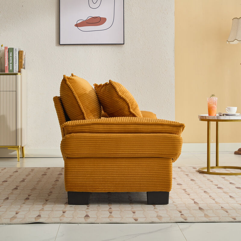 Merax Corduroy Sofa Loveseat Sofa with Pillows