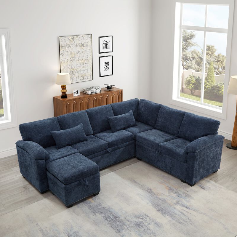 Jibvar L-Shaped Sectional Sofa Bed image number 2