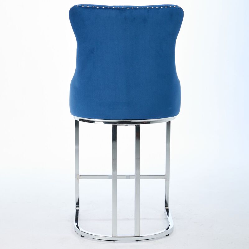 Streamdale 25'' Velvet Counter Height Bar Stools (2 Pack) with Button Back and Metal Legs image number 6
