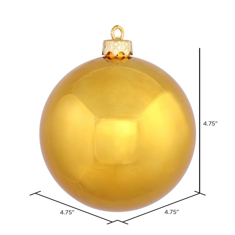 Vickerman 4.75" Antique Gold Shiny Ball Ornament, 4 per Bag image number 1